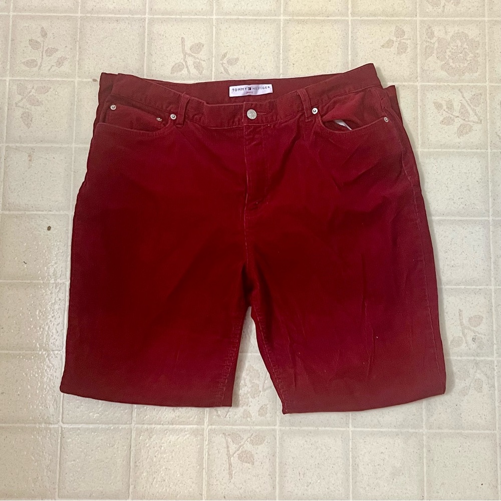 tommy jeans red corduroy bootcut pants